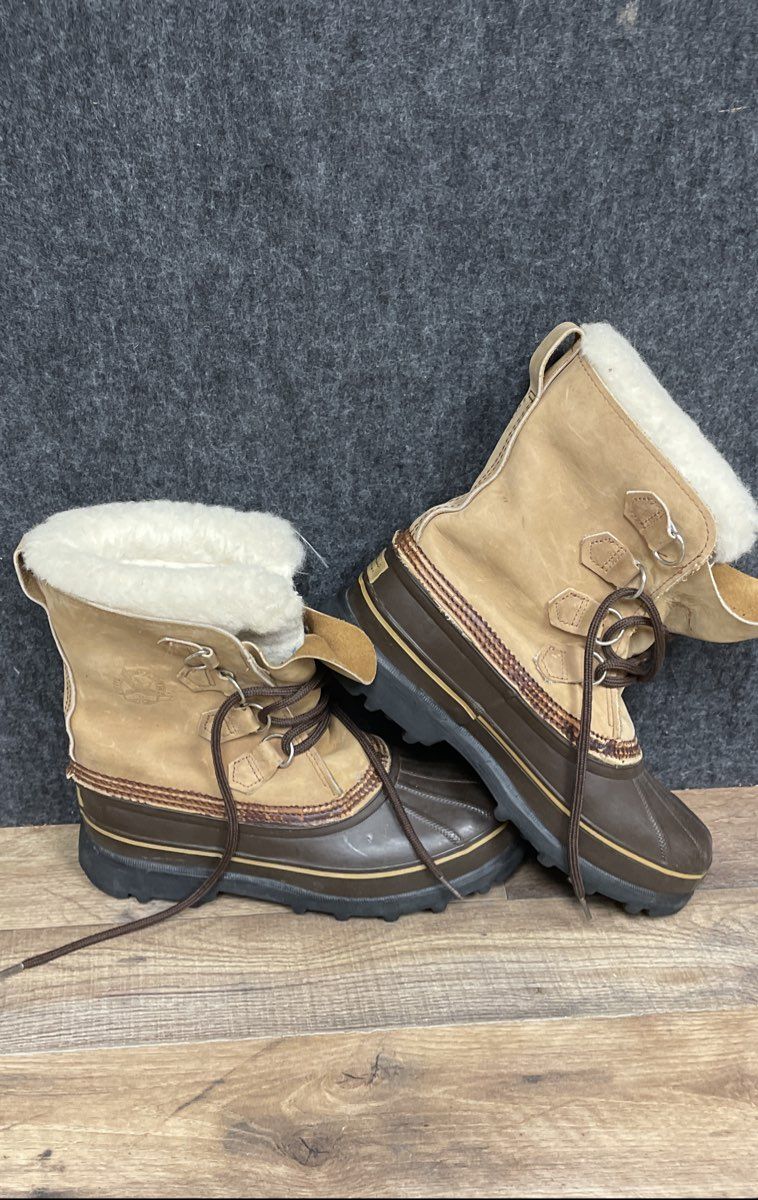Vintage Eddie Bauer Leather Duck Snow Boots Sorel Liner Mens Sz 9