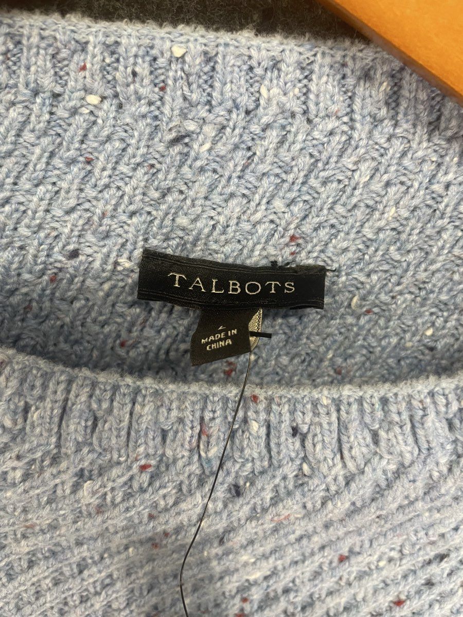 Talbots Women's Light Blue Speckled Shoulder Button Knit Sweater Size L NWT