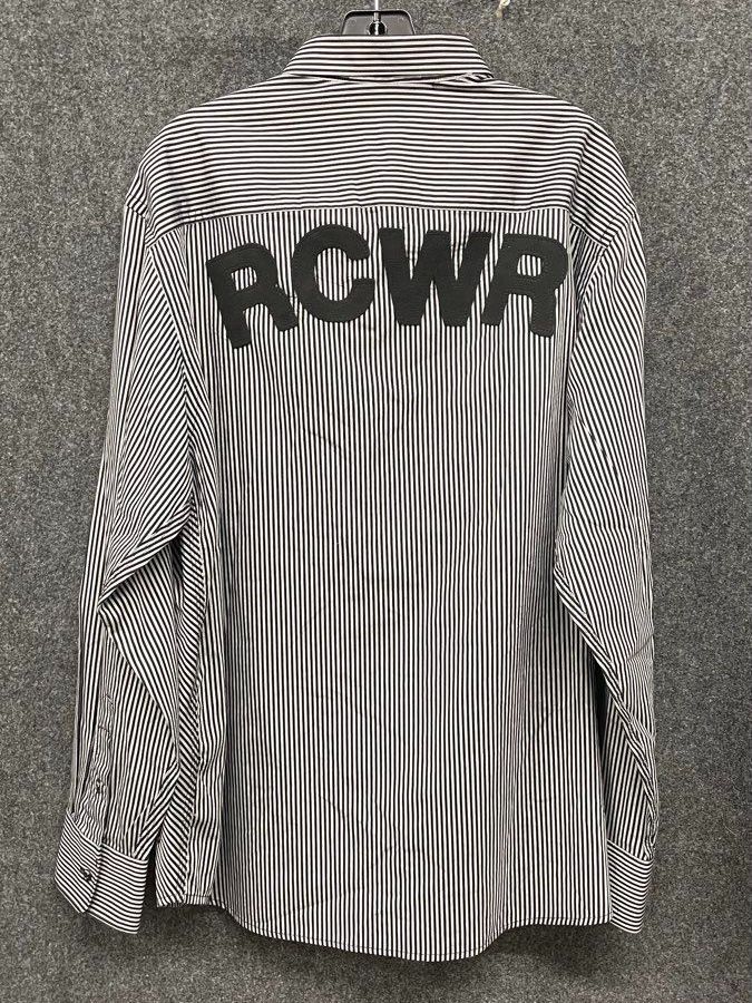 Rocawear Men's Vintage Y2K Black White Striped RCWR Big Logo Button Up Shirt XL