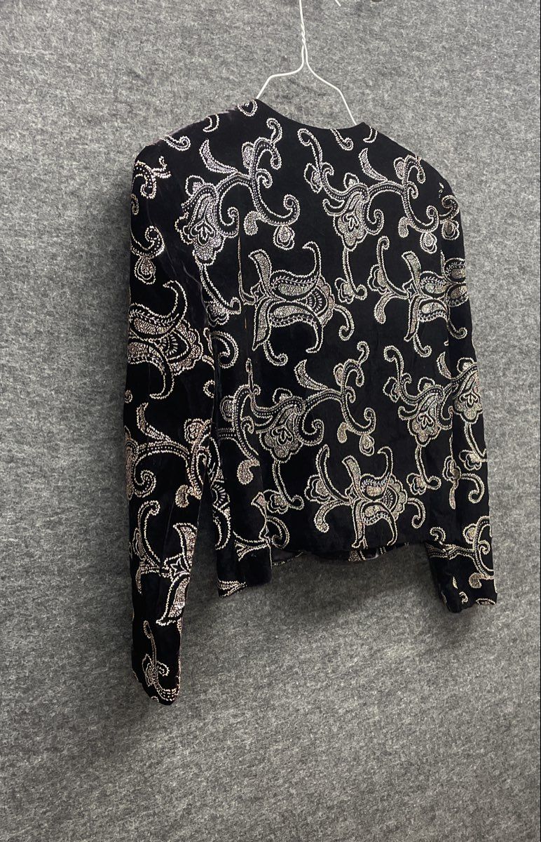 Vintage 90s Norton McNaughton Petite Velvet Paisley Evening Jacket Sz 10