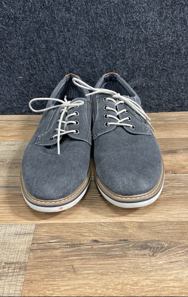 Nunn Bush Kore Grey Canvas Brown Leather Casual Oxford Sneakers Size 8