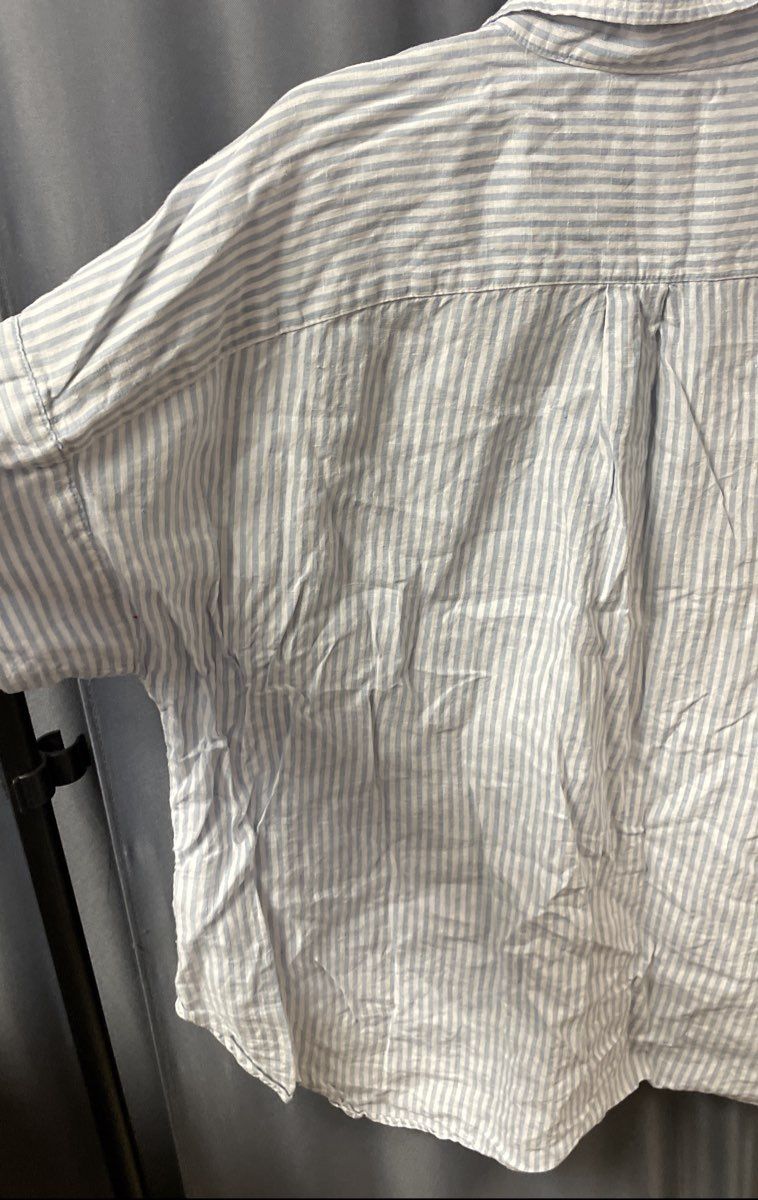 Lauren Ralph Lauren Women's Blue Striped 100% Linen Button Down Shirt Sz XL