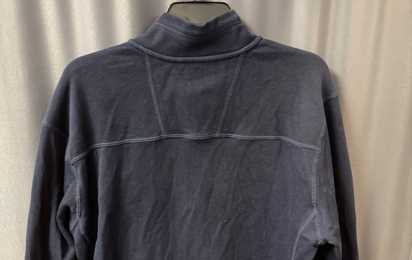 Cutter & Buck Men's Blue Ribbed Cotton 1/4 Zip Pullover Mock Neck Size LT