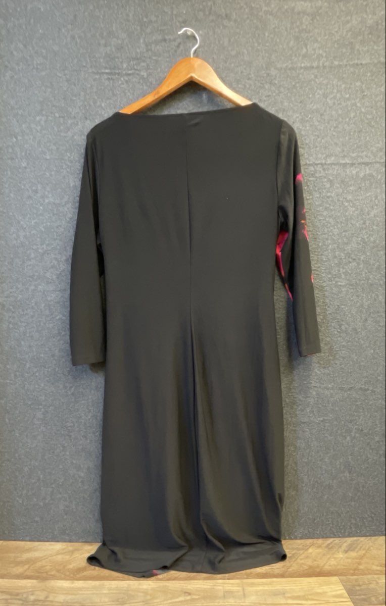 Lauren Ralph Lauren Women's Black Pink Floral Ruched Sheath Dress Sz 14