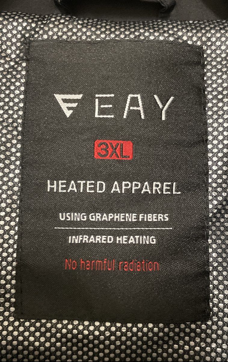 FEAY Men's Black Heated Softshell Jacket Graphene Infrared Heating Sz 3XL