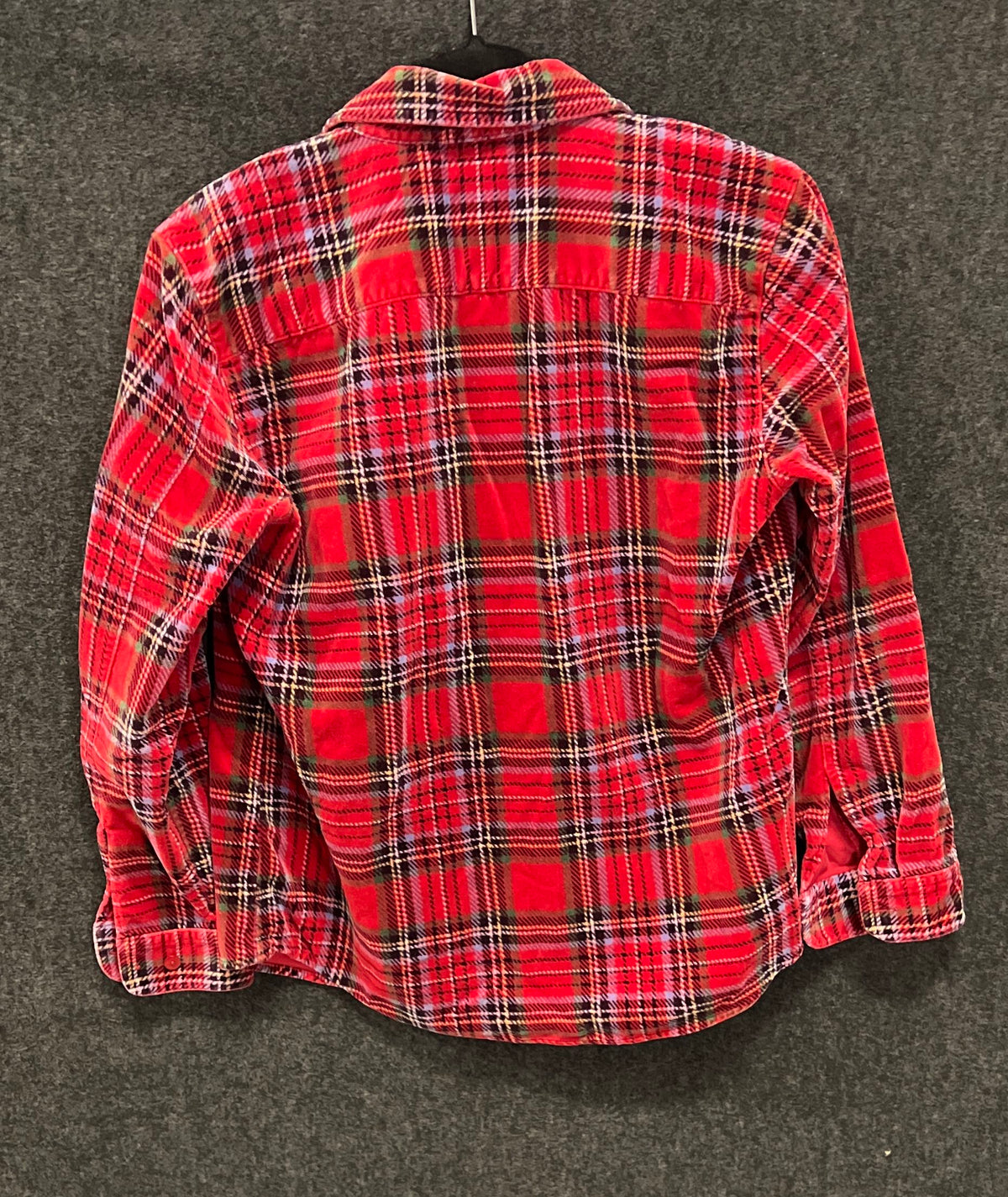 L.L. Bean Womens Red Plaid Cotton Corduroy Button Down Shirt Sz XS