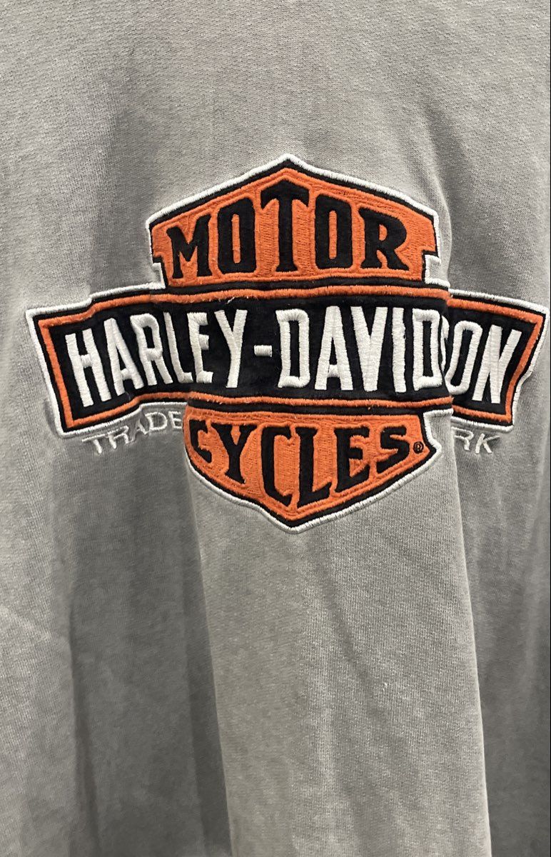 Harley-Davidson Genuine Motorclothes Grey Acid Wash Logo Hoodie Sz 2XL