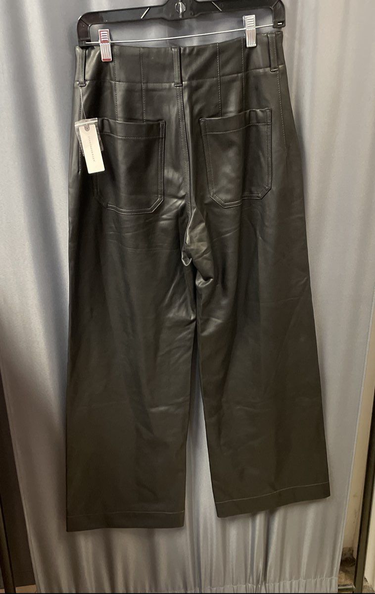 Anthropologie Maeve Women's Black The Colette Faux Leather Wide Leg Pants Sz 29T