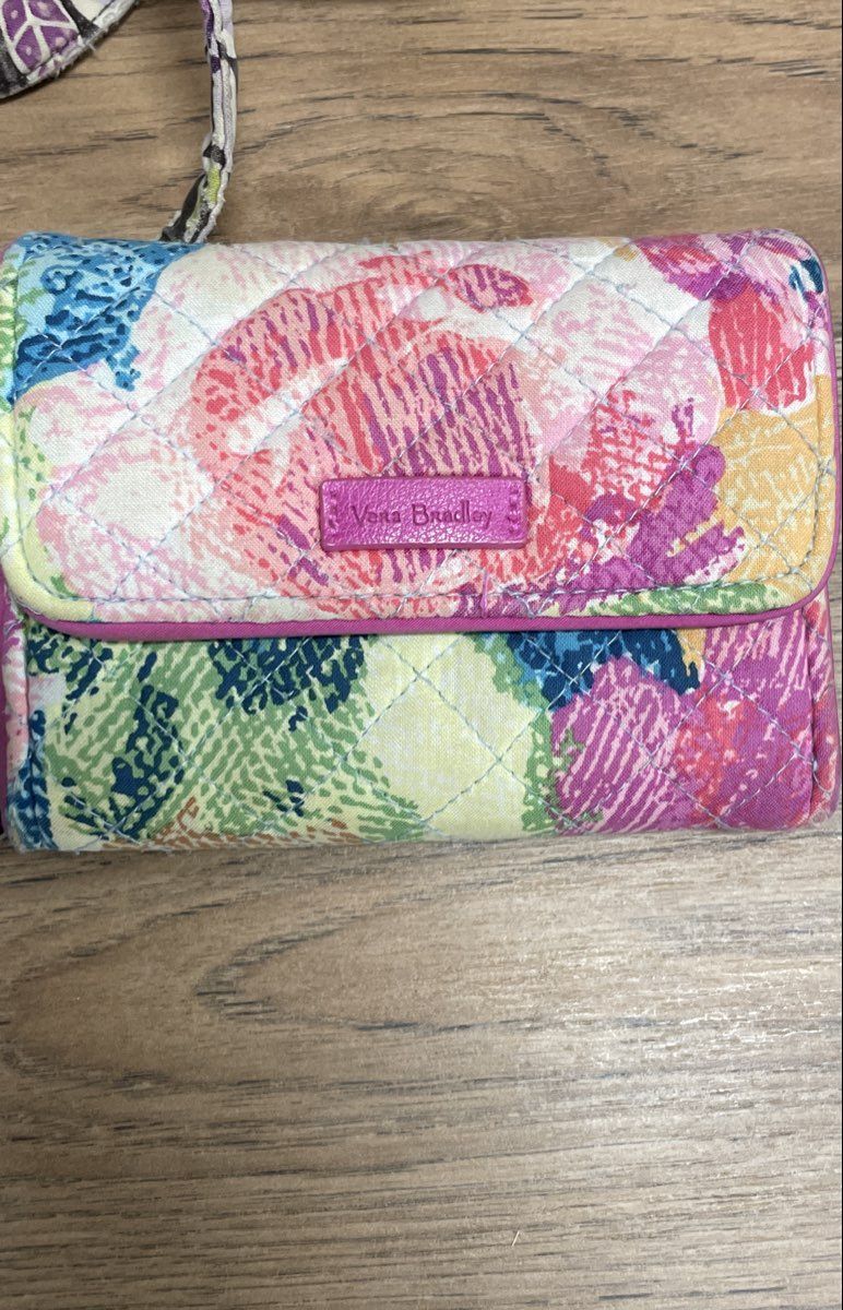 Vera Bradley Quilted Floral Tote Black Crossbody Bag & Wallet Lot of 3 Pieces