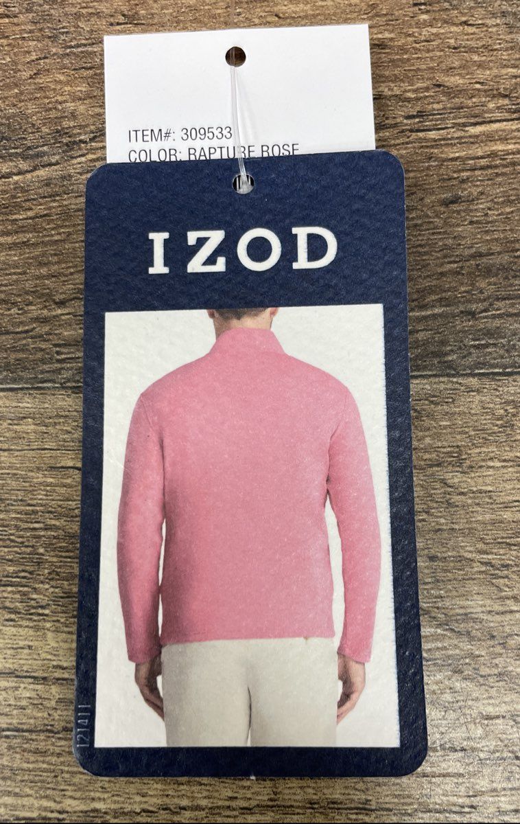 IZOD Men's Performance Comfort Quarter-Zip Rapture Rose Pink Pullover NWT XL