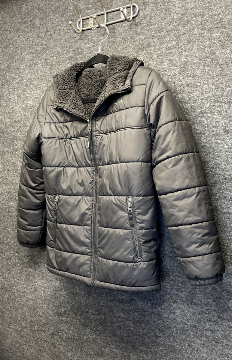The North Face Youth Black Sherpa Fleece Lined Hooded Quilted Puffer Jacket