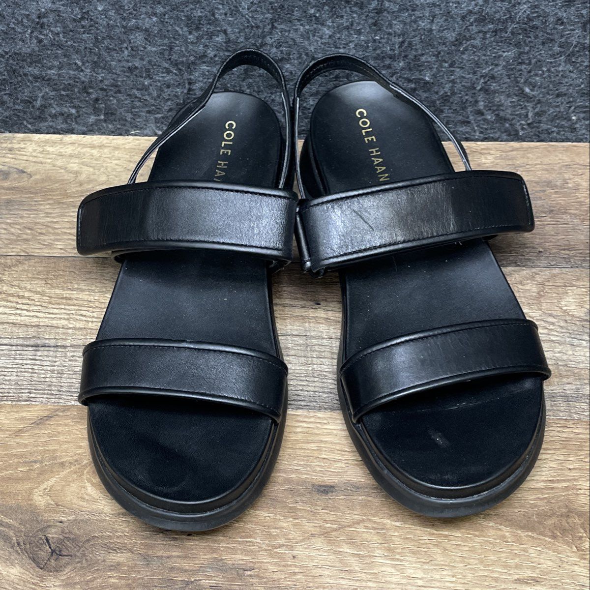 Cole Haan Black Leather Strappy Grand Ambition Carmel Sport Sandals Size 9B