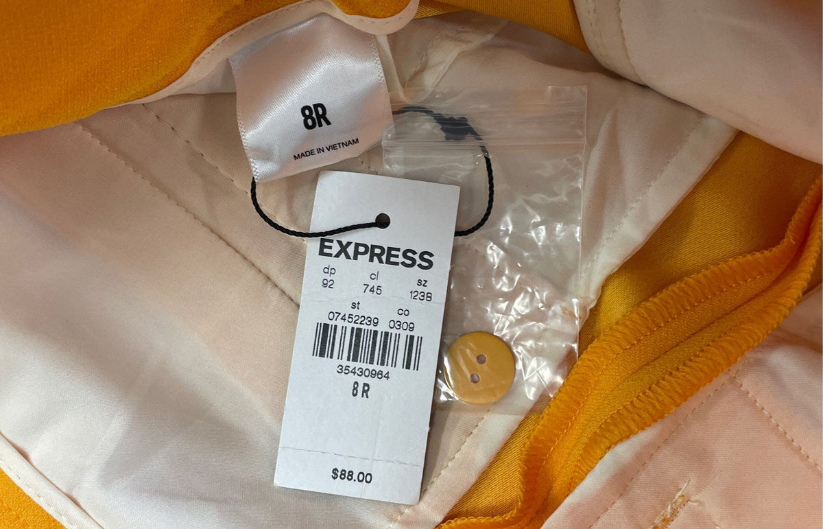 Express Women's Yellow Stylist Ankle Super High Rise Pleated Pants Sz 8R NWT