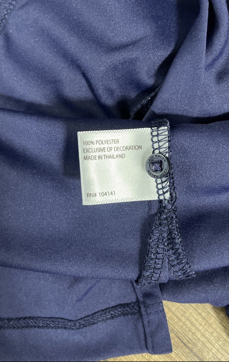 Lady Hagen Women's Navy Blue Hydro-Dri Ruched Pink Ribbon Golf Polo Shirt Sz M