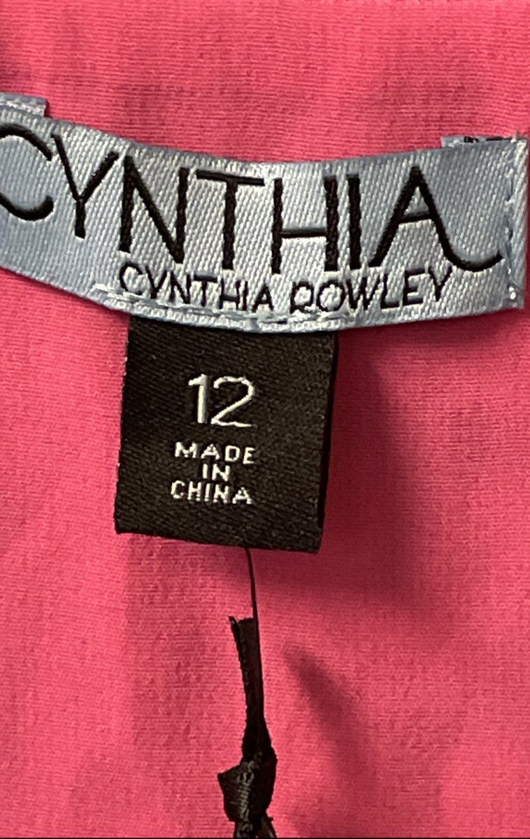 NWT Women's Pink Multicolored Cynthia Rowley Short Sleeve Dress - Size 12