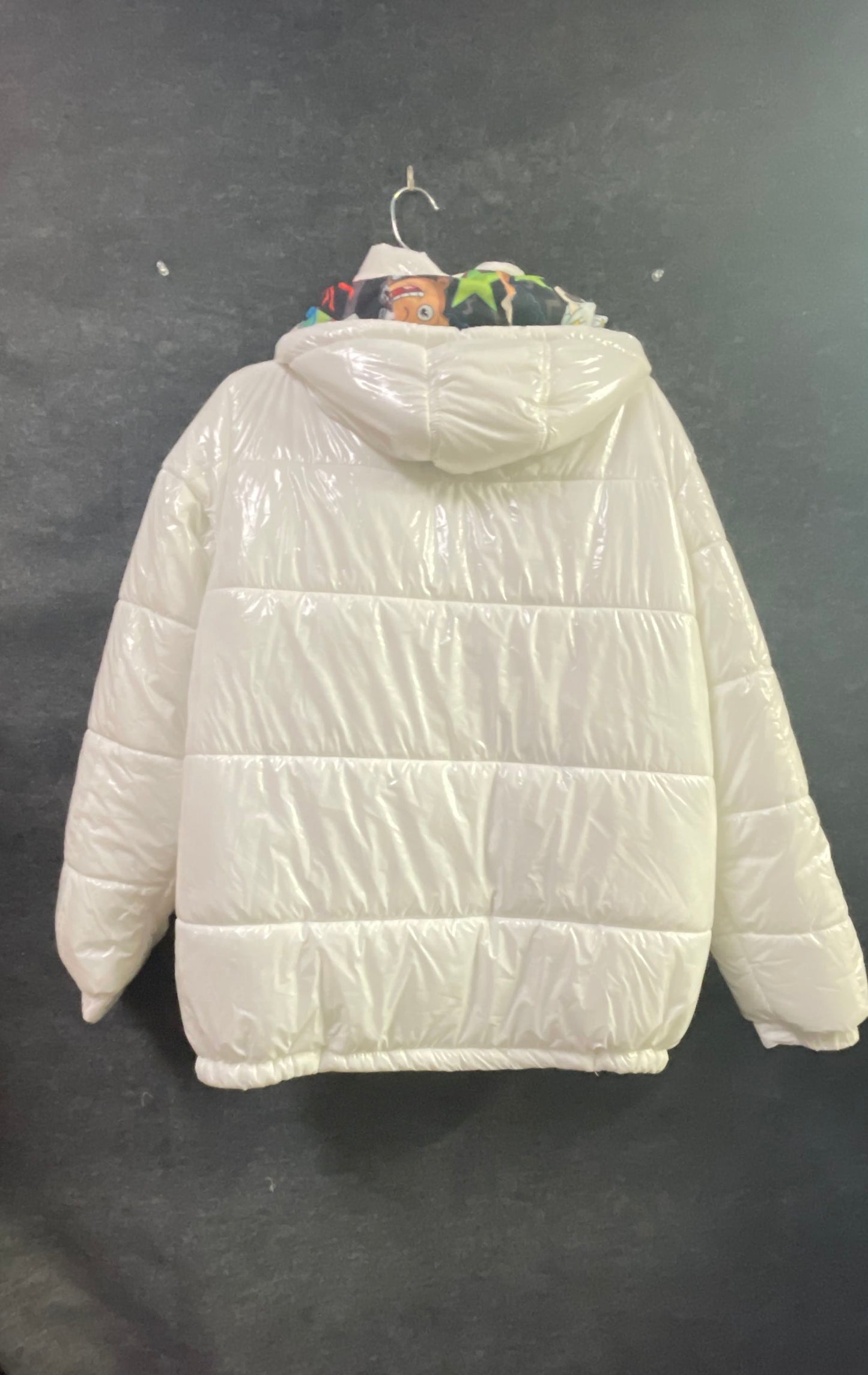 Members Only Men's Nickelodeon Puffer Jacket White Rugrats Hey Arnold Sz M