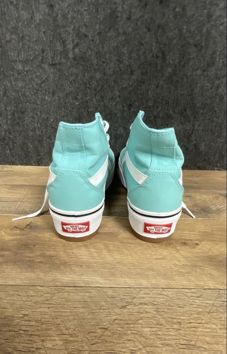 Vans Sk8-Hi Stacked Aqua Blue Turquoise High Top Platform Sneakers Size 9