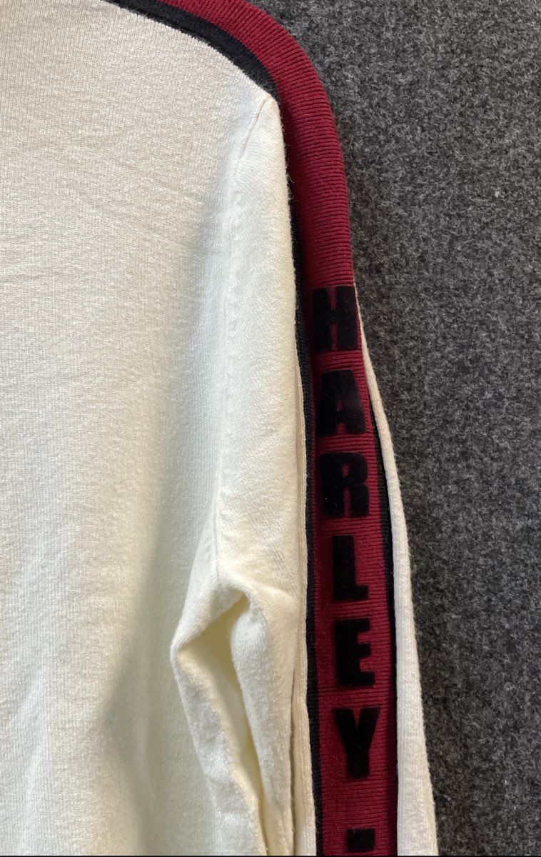 Harley-Davidson Women's Turtleneck Sweater White Red Side Stripe Logo Sz M
