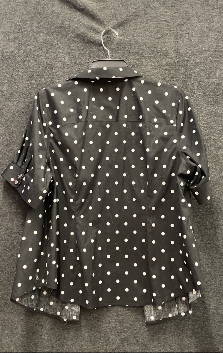 Talbots Women's Black White Polka Dot Non-Iron Short Sleeve Shirt NWT Sz 16Wp