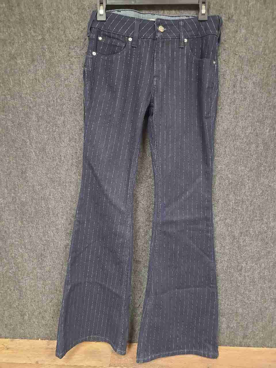 Ariat Women's Perfect Rise Flare Pants Blue Pinstripe Denim Jeans Sz 28R NWT