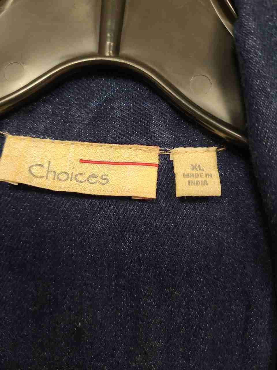 Choices Women's Blue Denim Jacket Lace Applique Floral Embroidery Sz XL