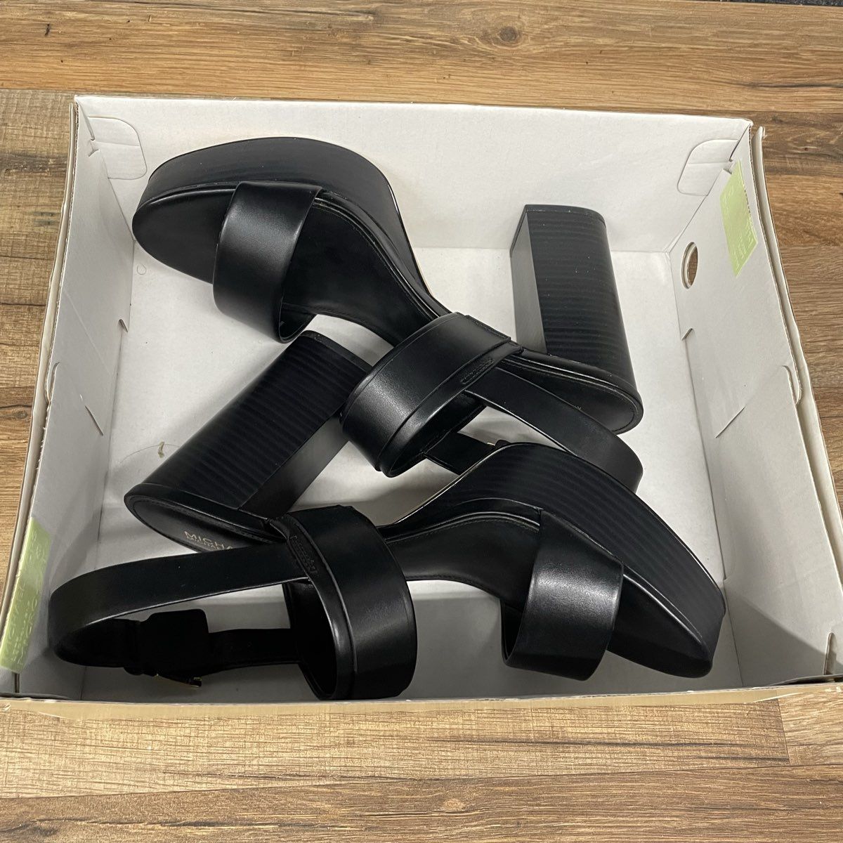Michael Kors Carmen Black Faux Leather Platform Sandals Size 10M IOB