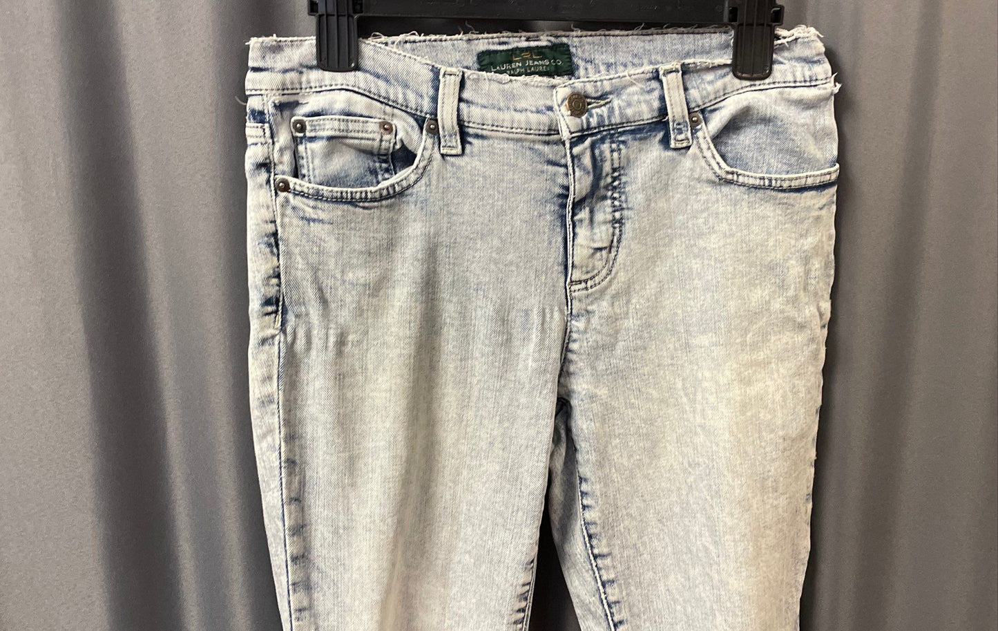 Lauren Ralph Lauren Women's Light Wash Acid Wash Raw Hem Stretch Jeans Sz 8