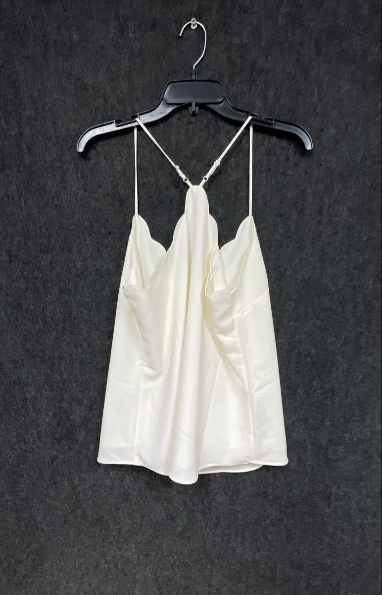 J. Crew Women's Scalloped Racerback Drapey Camisole Top Ivory Size 10