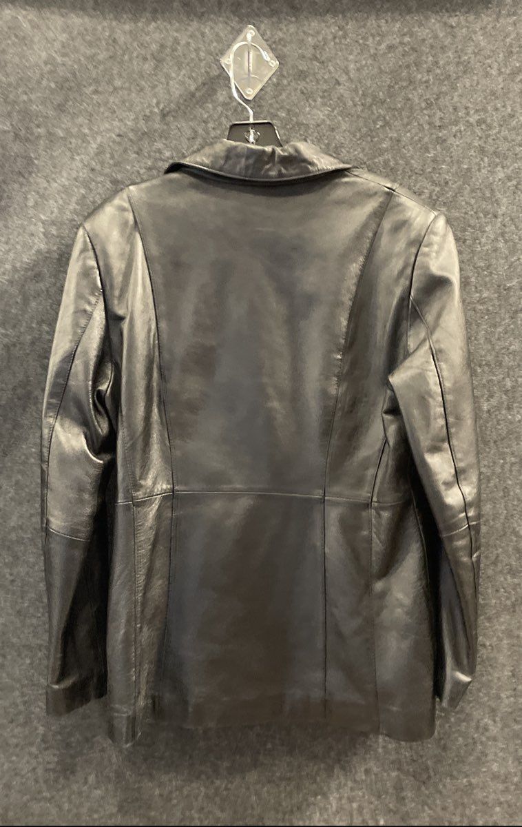Vintage Y2K John Paul Richard Women's Black Lamb Leather Blazer Jacket Sz 12