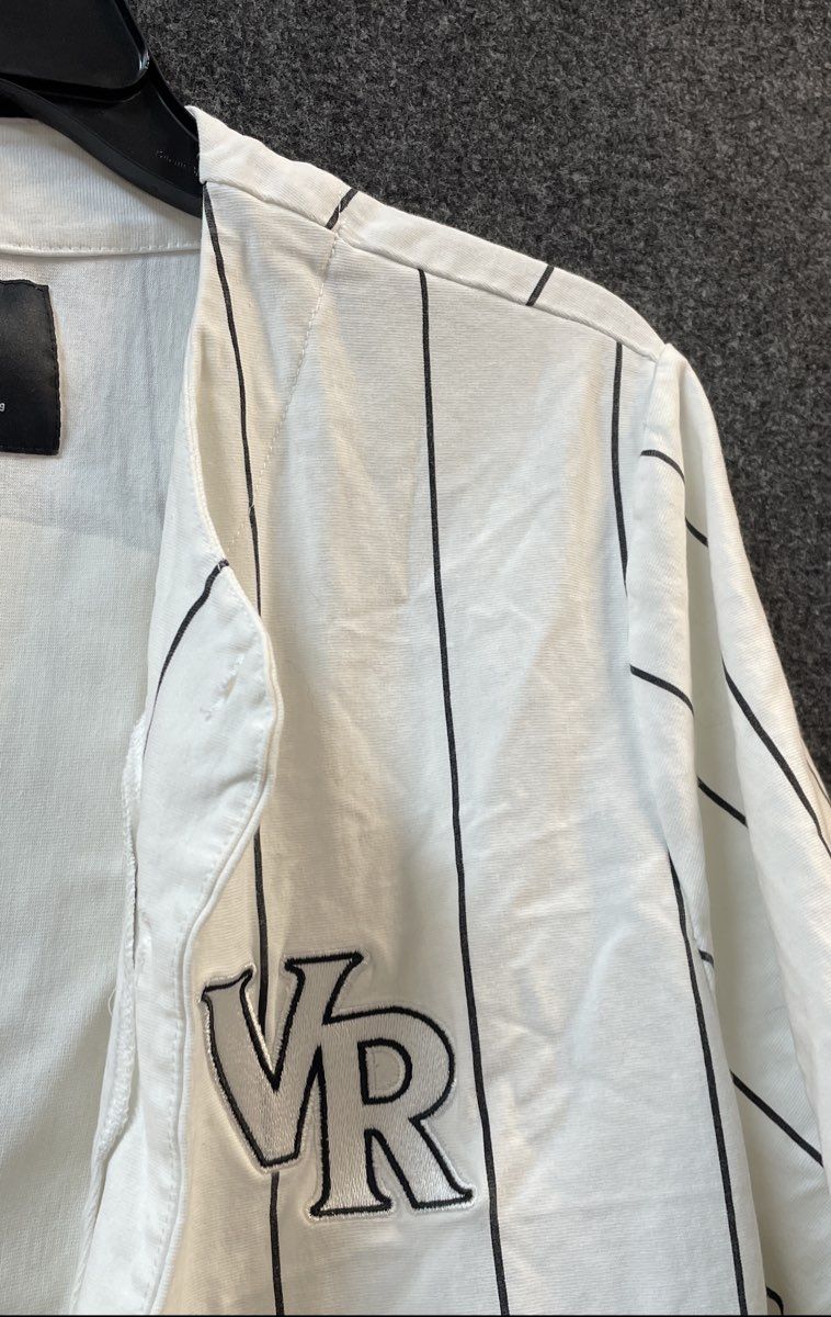 Voodoo Ranger Men's White Pinstripe Cotton Baseball Jersey Shirt Size Large