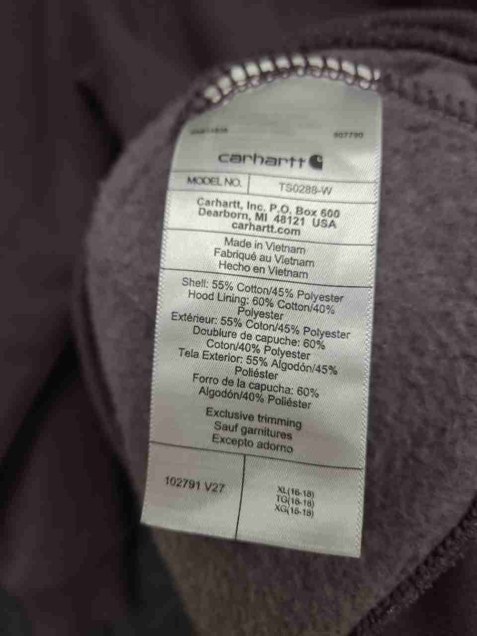 Carhartt Women's Heathered Purple Clarksburg Graphic Sleeve Relaxed Hoodie XL