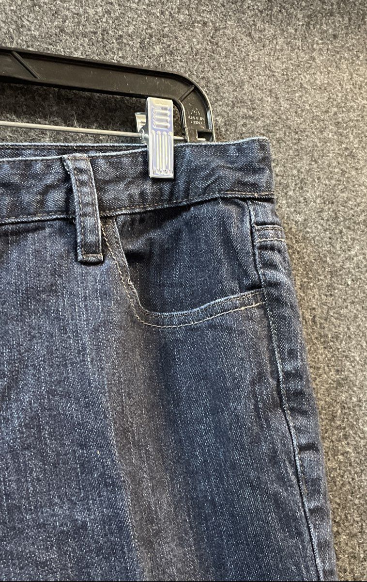 Calvin Klein Women's Dark Wash Denim Flare Jeans Sz 14P Embroidered Pockets