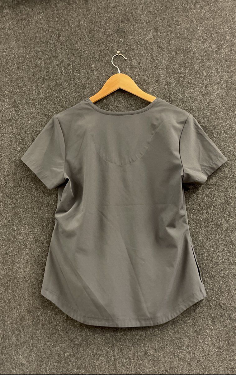 Skechers by Barco Women's Scrub Top Charcoal Gray V-Neck Zipper Pocket Size M