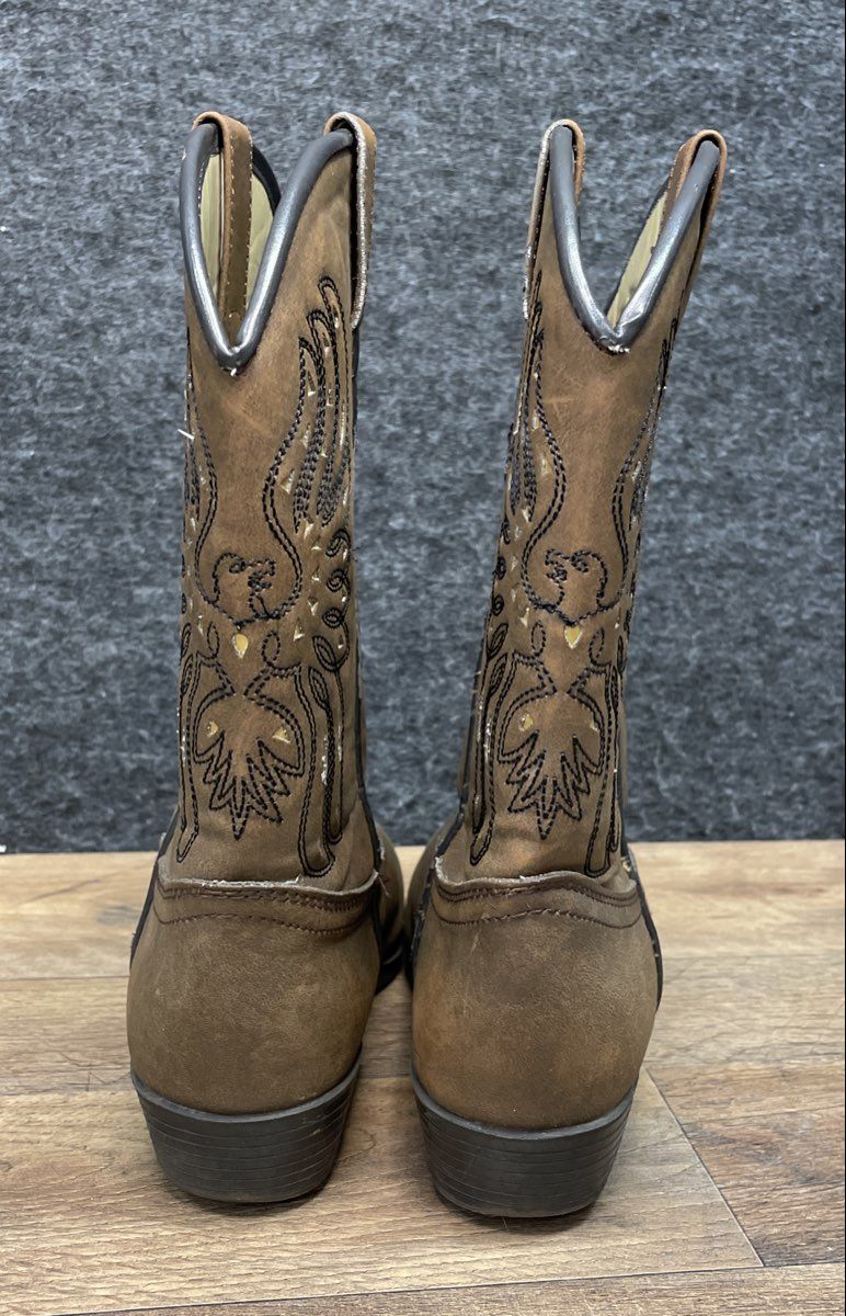 Canyon Ridge Brown Eagle Western Cowboy Boots Metal Toe Tips Youth Size 6