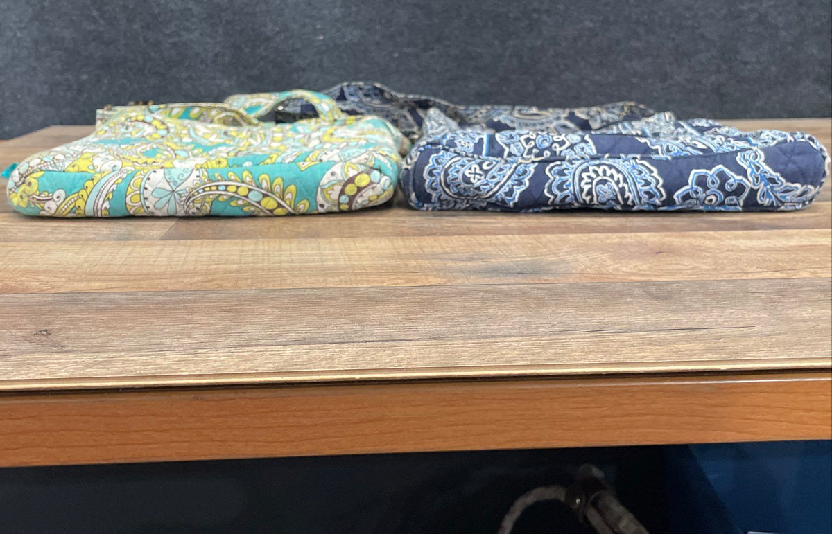 Vera Bradley Blue Paisley Quilted Cotton Crossbody Handbag Purse Lot of 2
