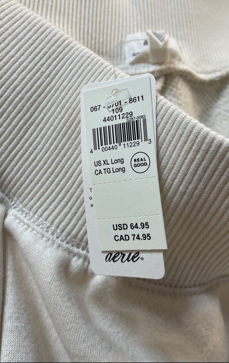 Aerie Women's White Wide Leg Sweatpants Textured Side Stripe XL Long NWT