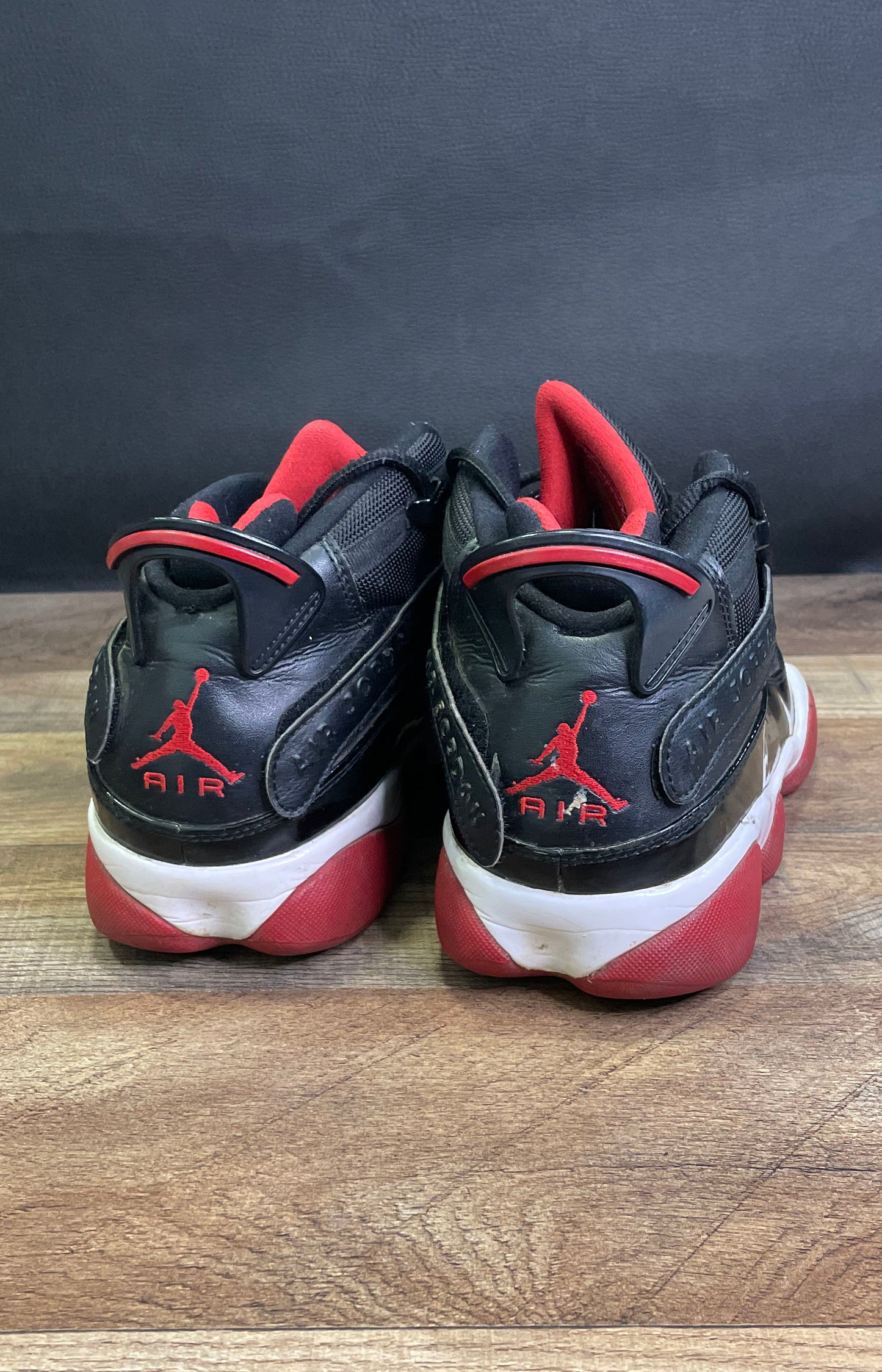 Nike Air Jordan 6 Rings Black Varsity Red White Basketball Shoes Men's Size 10