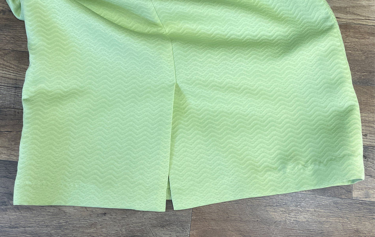 Le Suit Women's Lime Green Chevron Textured Woven Pencil Skirt Size 16