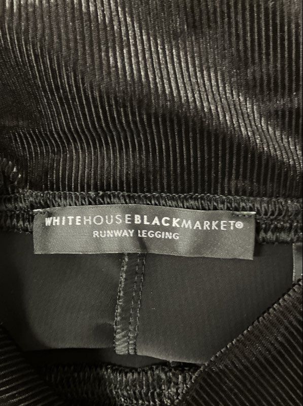 White House Black Market Women's Black Ribbed Runway Leggings NWT Sz 6