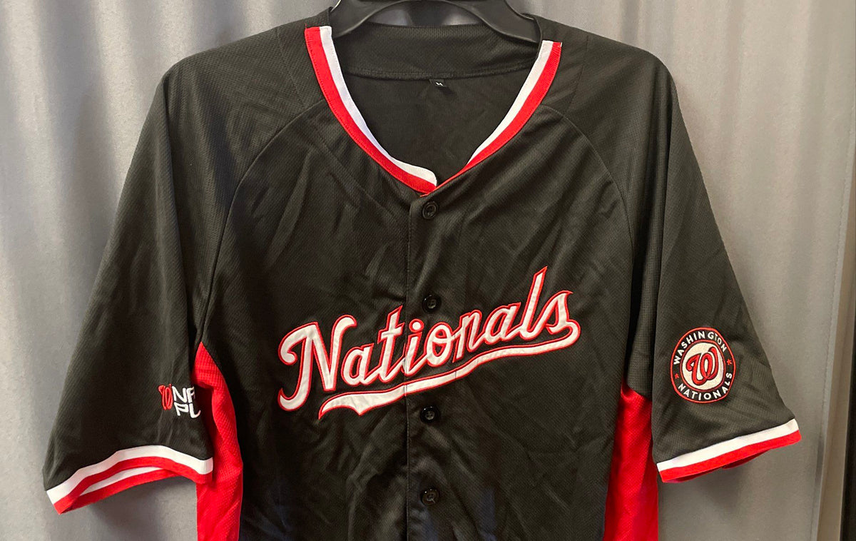 Nats Plus Men's Washington Nationals 2019 WS Champs Baseball Jersey Black Sz M