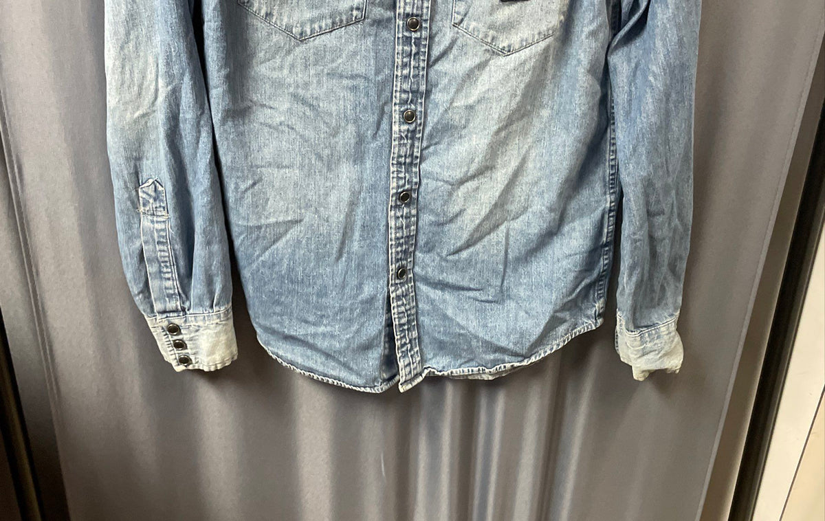 Denim & Supply Ralph Lauren Men's Light Wash Blue Denim Western Snap Shirt Sz S