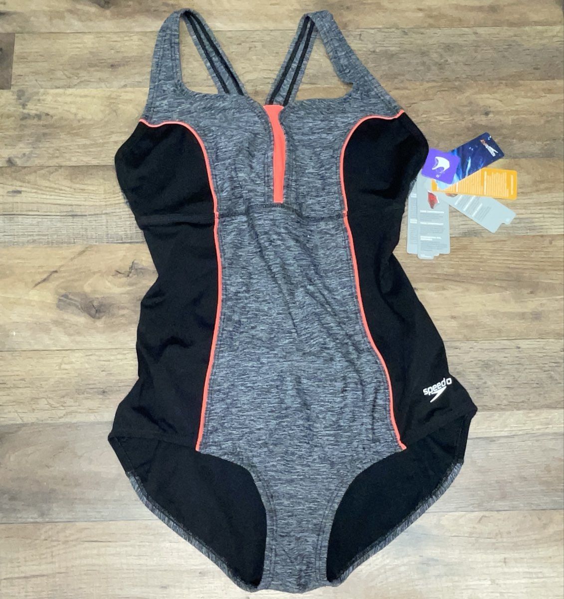 Speedo Women's SpeedoFit Core Compression One Piece Swimsuit Gray NWT Sz 10