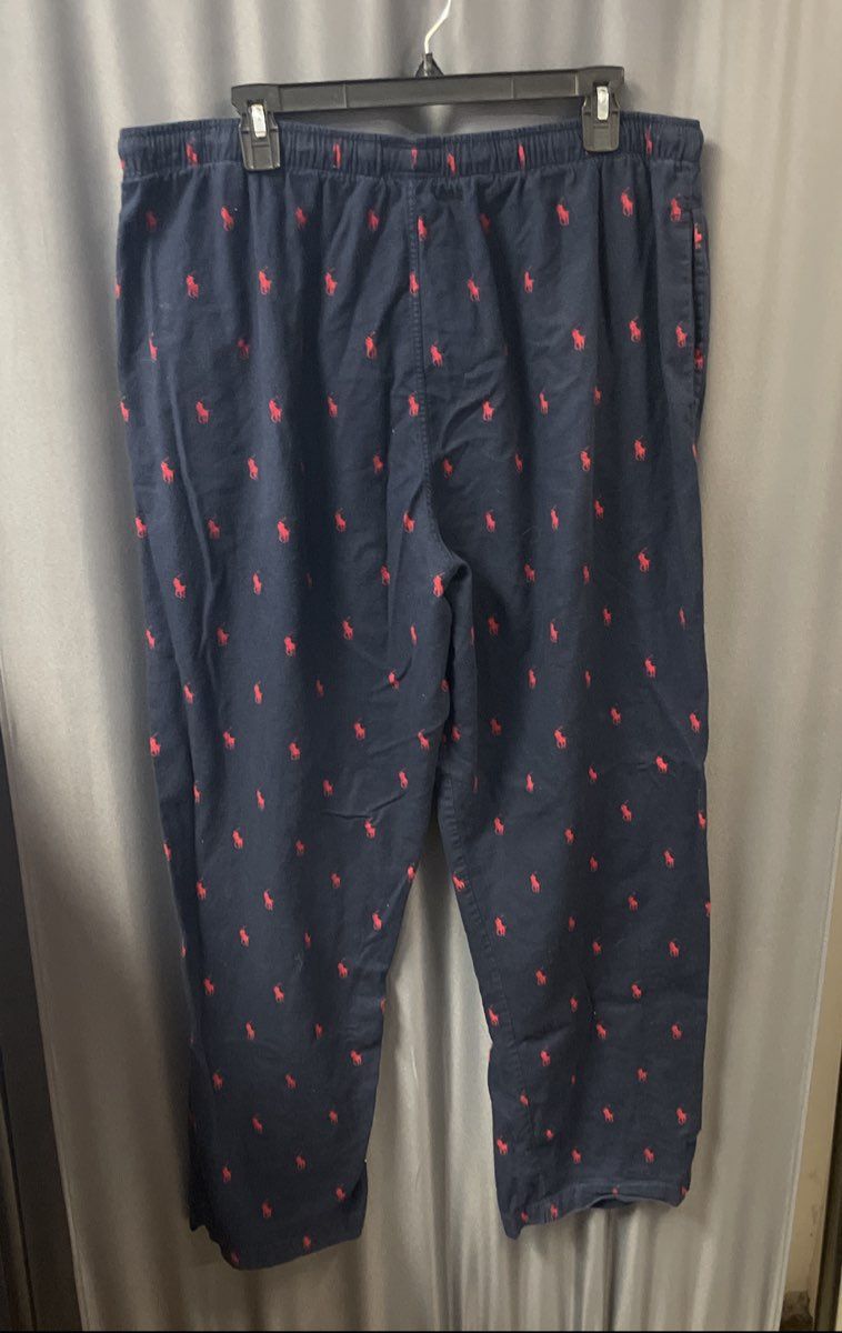 Polo Ralph Lauren Men's Navy Blue Red Pony Print Pajama Bottoms XL