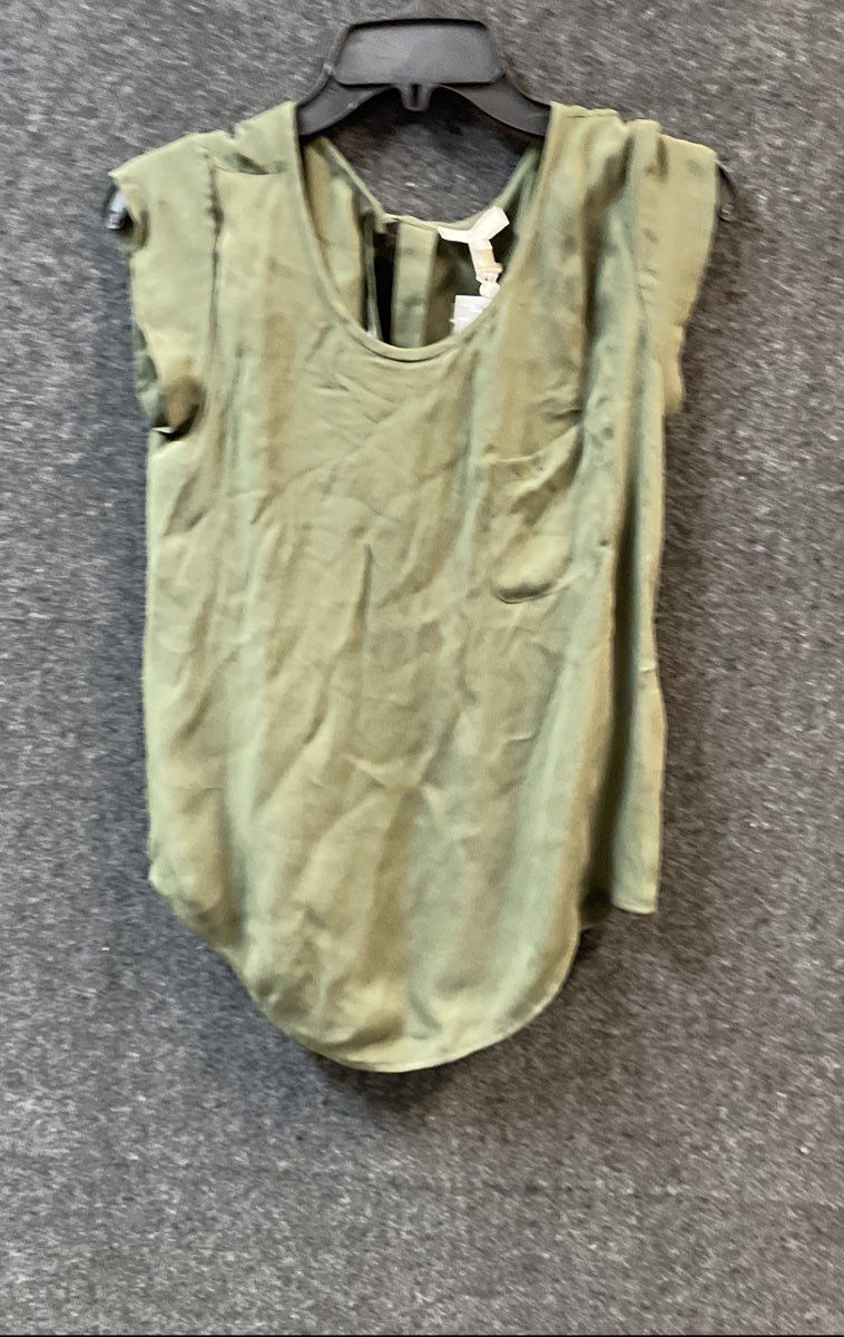 Joie Women's Rancher 100% Silk Top Military Green Cap Sleeve NWT Sz XXS