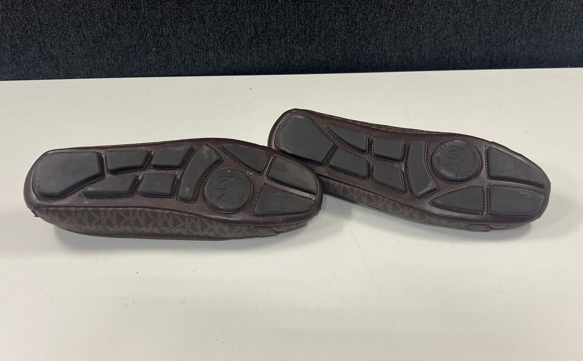 Michael Kors Fulton Moc Brown Monogram Ballet Flats Driving Loafer Size 7.5