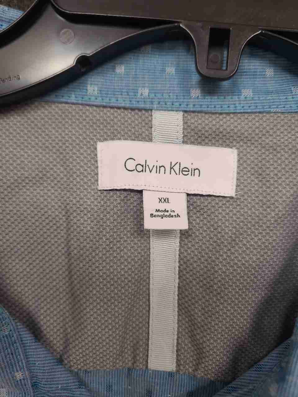 Calvin Klein Men's Blue Patterned Long Sleeve Button Down Shirt Sz XXL