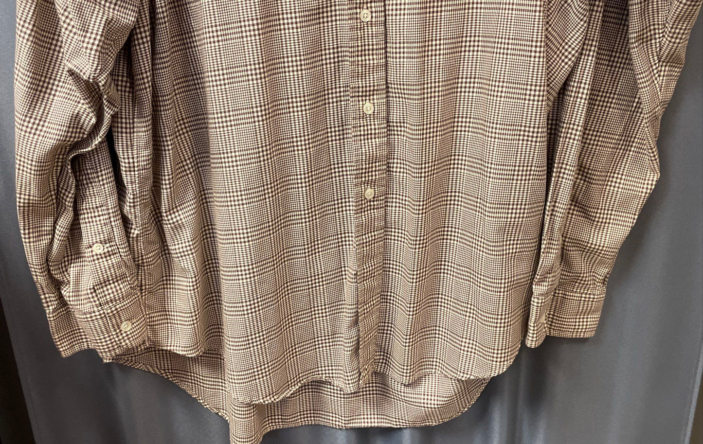 Ralph Lauren Men's Brown White Plaid Blake Cotton Button Down Shirt Size XL