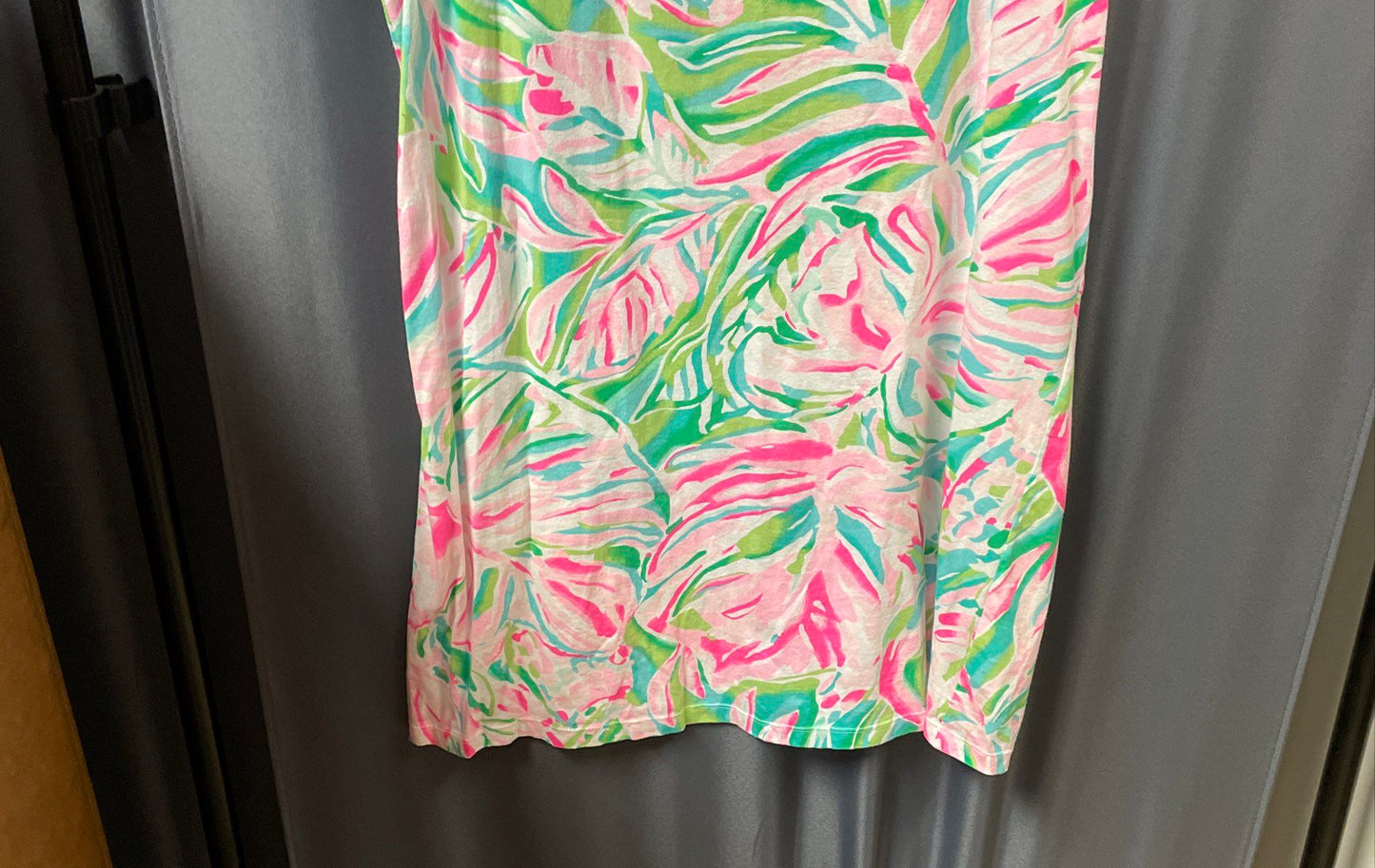 Lilly Pulitzer Women's Corinne Tank Top Pink Green Floral Eyelet Lace Scallop M