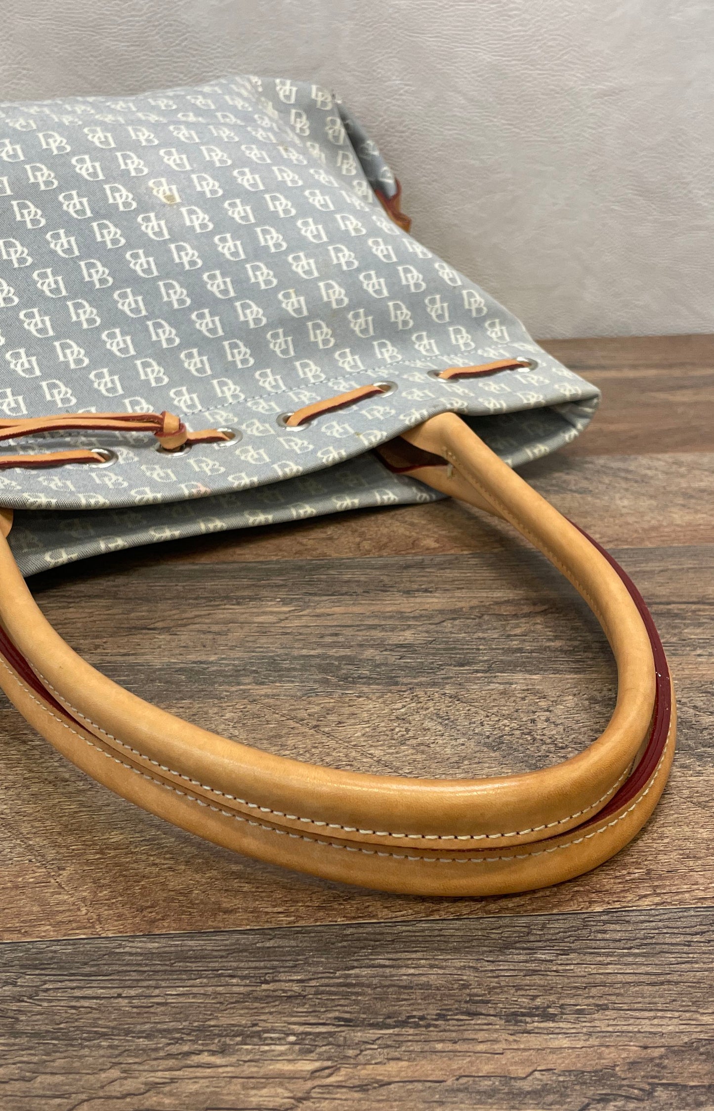 Vintage 90s Dooney & Bourke Blue Monogram Canvas Tote Bag Made in USA