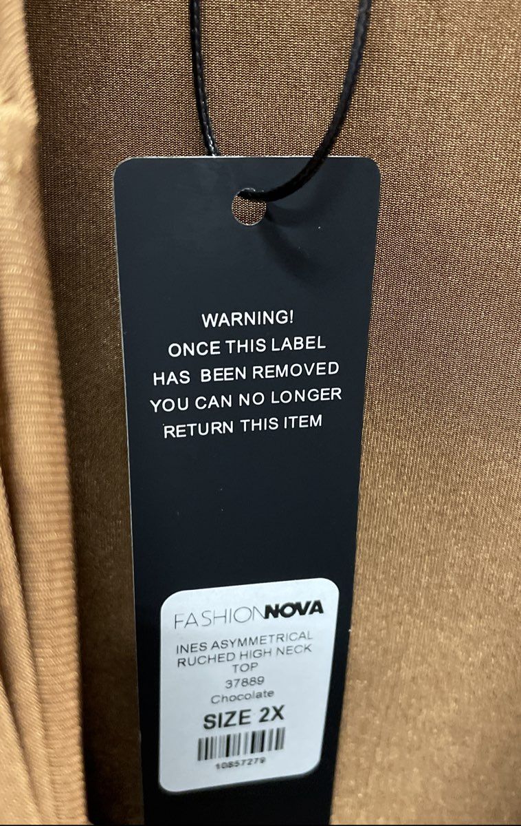 Fashion Nova Women's Ines Asymmetrical Ruched High Neck Top Chocolate 2X NWT